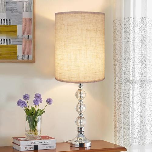 Tall Drum Lamp Shade for Table Lamps, Floor Lamp, Cloth Lampshade 10 Top X 10 Bottom X 13 High, Beige Large Line Fabric, Easy Assembly