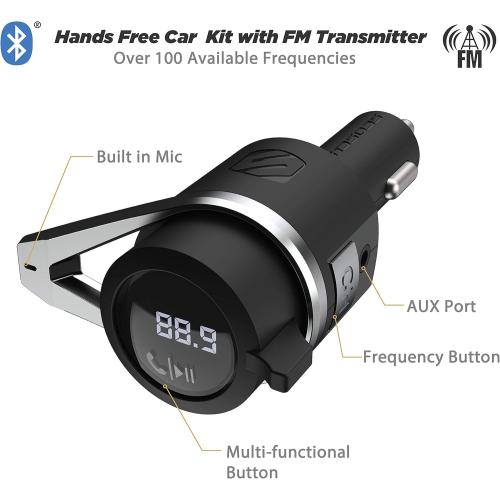 Scosche BTFMPD3SR-SP1 Universal Bluetooth Hands-Free Car Kit with Digital FM Transmitter and 20-Watt USB-C PD   12W Type-A Charging Ports