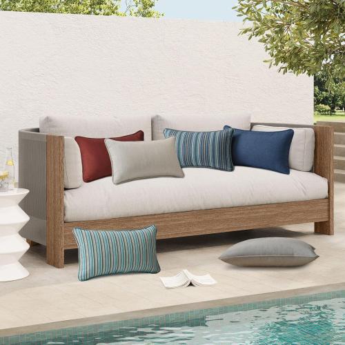 WHITE Sunbrella Decorative Outdoor Water Repellent Throw Pillows with Inserts, Set of 4, 20 x12 Pillows for Patio, Backyard, Bed, Couch, and Patio Furniture, Specrtum Pebble