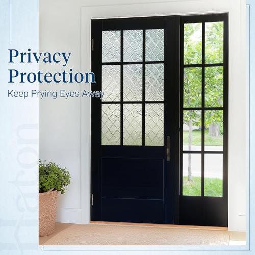 Haton Window Privacy Film, Decorative Frosted Film, Lattice 17.5 x 78.7