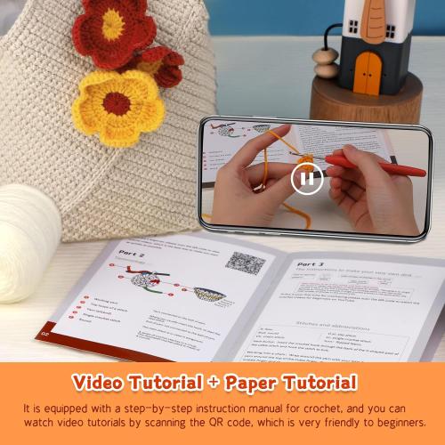 Pnytty Crochet Bag Kit for Beginners Complete Starter Set with Yarn, Hook & Step-by-Step Video Tutorials DIY Shoulder Bag Crafting Gift for Adults (Beige)