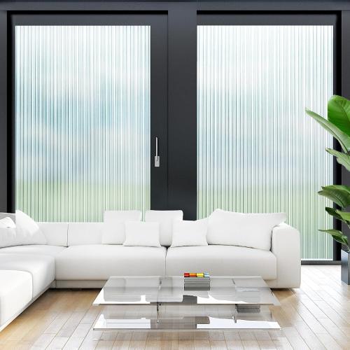 LUTE Reeded Glass Window Privacy Film, Frosted Glass Film, Removable 3D Decorative Decals Sun Blocking Anti UV Door Window Cover, No Glue Static Cling Vinyl for Bathroom Home Office, 35.4 x 118.1