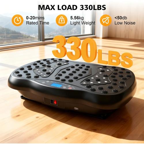 Vibration Plate Exercise Machine for Lymphatic Drainage, 10 Auto Modes & 200-Level Vibrating Platform Machine for Weight Loss/Body Workout, Home Gym Fitness Shake Plate with 5 Resistance Bands