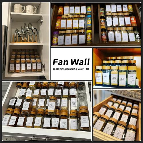 DIMBRAH Spice Jars with Label 24Pcs,Seasoning Containers,Glass Spice Jars with Bamboo Lids,Kitchen Essentials,Spices Container Set,Kitchen Set,Seasoning Organizer,A total of 96 oz