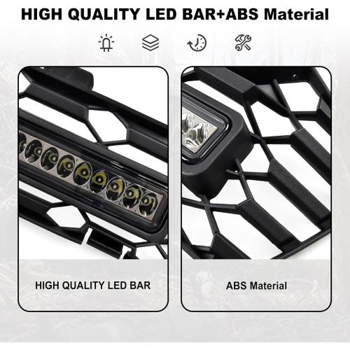 SAUTVS Front Mesh Grill with Accent Light for Ranger SP 570, Waterproof Black Mesh Grille with LED Light Bar for Polaris Ranger SP 570 / Crew SP 570 2022 2023 2024 2025 2026 Accessories (1PCS)