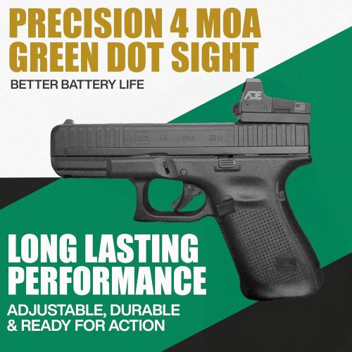 ADE RD3-006x Green Dot   D1 Rear Optic Mounting Plate/Adapter for All Glock (Non-MOS, Non-Aftermarket Slide) Standard Models,Canik TP9SF,Taurus GX4,TX22 GEN2,G3C,G3 with Factory Steel Sights Pistol
