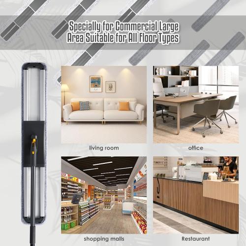 36 Inch Commercial Industrial Floor Mop, Long Handle, Washable Cotton and 2 Microfiber Mop Pads, Heavy Duty Wet and Dry for Hardwood, Tiles, Laminate