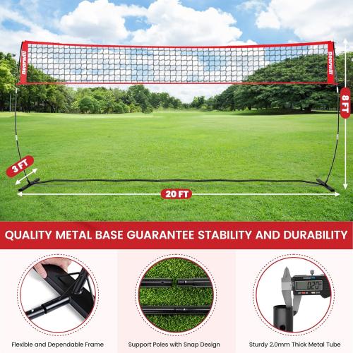 Bearwill Volleyball Net, 12FT/20FT Portable Volleyball Net for Backyard, Freestanding Volley Ball Set Height Adjustable with Carry Bag, Volley Ball Practice Nets Training Equipment for Indoor Outdoor