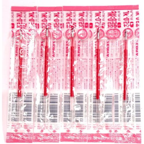 Zebra JK-0.5 Red Ink Refill (RJK-R), 0.5mm, for Sarasa Multicolor gel ballpoint pen, × 5 Pack/total 5 pcs (Japan Import) [Komainu-Dou Original Package]
