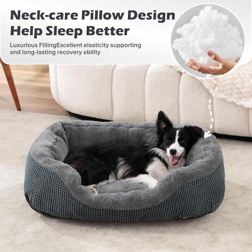 Dark Grey Small INVENHO Dog Bed for Small Dogs, Cat Beds for Indoor Cats Washable, Orthopedic Dog Bed, Warming Soft Calming Sleeping Puppy Bed Durable Pet Bed with Anti-Slip Bottom