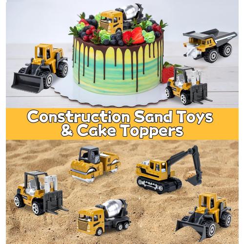 Construction Toys, 6 Pack Alloy Diecast Cars Construction Truck Toys for 3 4 5 6 7 Year Old Boys, Forklift, Excavator, Dump Truck Tractor Toy Playset for Kids Toddlers Birthday Easter Gifts