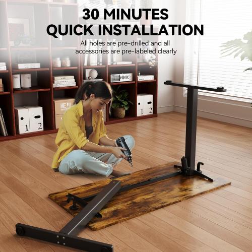 Electric Standing Desk,48x24 Inches Adjustable Height Stand up Desk, Sit Stand Home Office Desk with Splice Board, 3 Preset Heights,Equipped with Hooks,Ergonomic Computer Workstation，Brown