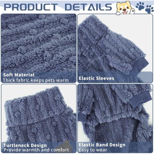 XPUDAC Dog Sweater, Dog Winter Clothes for Small Medium Dogs Girl Boy Ultra Soft and Warm Fleece Pet Pajamas for Winter Christmas(Blue-XX-Small)