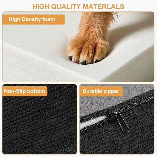 JOEJOY Curved Dog Stairs Ramp for High Beds 19 H, 4-Step Dog Steps for Small Dogs and Cats, Pet Stairs for High Bed Climbing, Non-Slip Balanced Pet Step Indoor, Grey