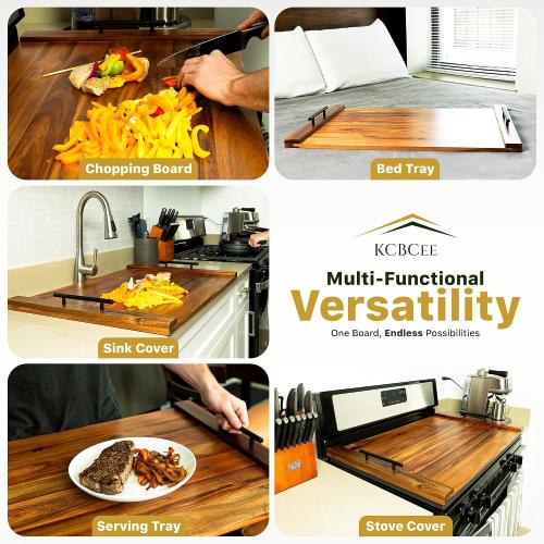 Noodle Board Stove Cover - Acacia Wood Stove Top Cover – Large Wood Cutting Board - Stove Top Covers for Electric Stove - Countertop Saver - Charcuterie Tray - Serving Board - Rustic Kitchen Decor