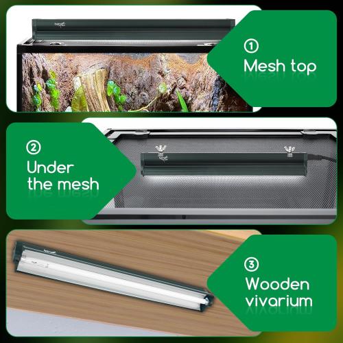 T8 Reptile Light Fixture Combo Kit 15W 18.3IN Green Fluorescent Tube 10.0 UVB Light Bulb for Bearded Dragon Lizards Tortoise 1 Count