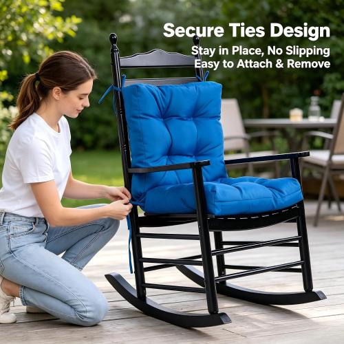 QILLOWAY Outdoor Seat/Back Chair Cushion Tufted Pillow, Spring/Summer Seasonal All Weather Replacement Cushions. (Marine Blue)
