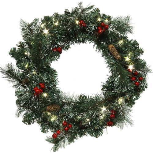 Christmas Wreath, Front Door Xmas Wreath, Winter Green, Holiday Pick, Arrives Decorated with Pine Cones & Berries