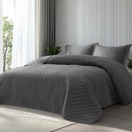 Bedsure Quilts Queen Size - Grey Bedspreads Queen Size with Basket Weave Pattern, Soft Quilt Bedding, Lightweight Comforter Coverlet for All Seasons (90 x 96)