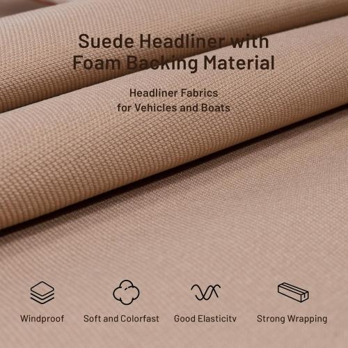 Auto Headliner Fabric 96 L × 60 W Mesh Type with Foam Backing - Tube Packaging - Brown Interior Replacement Material for Car/Truck/SUV/RV Roof - Home Repair/DIY Headliner Material