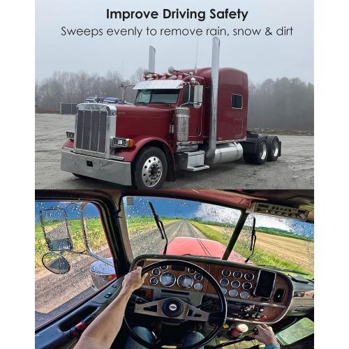 2 Pack Black Windshield Wiper Arm Fits for peterbilt 379 1990-2007, LH or RH Wiper Arms Replace 602-5411 R236002, Direct Fit, 1 Pair