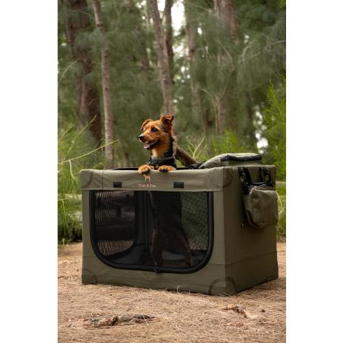 Noah & Paw Collapsible Dog Crate 42 Inch, XXL Dog Crate for XXL, XL, Large Breeds, Travel Kennel for Car, Includes Pet Mat for Pet Cage, 2 Storage Pockets, Handbag, 10mm Locking Zippers 42 * 31 * 31