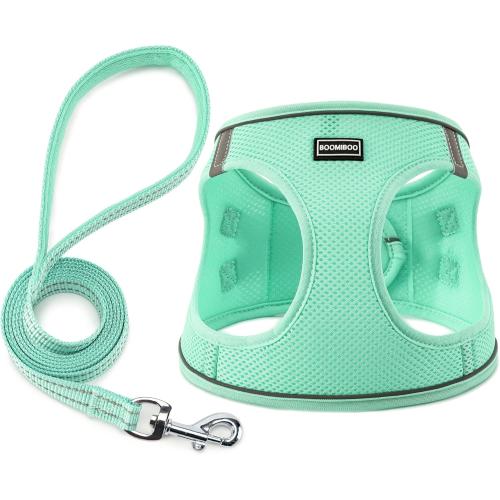 Size S Dog Harness with Leash Set, No Pull Adjustable Reflective Step-in Puppy Pet Vest Harnesses for Small Medium Large Dogs and Cats,Green