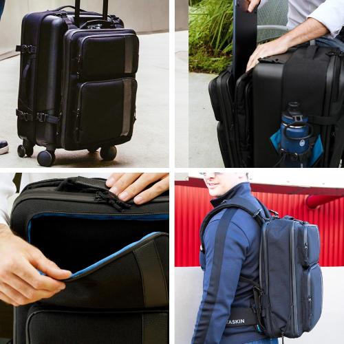 Taskin Denali | Large 4 Wheel Lightweight Hybrid Spinner Carry-On Luggage   Expandable Backpack   Laptop Sleeve | Black