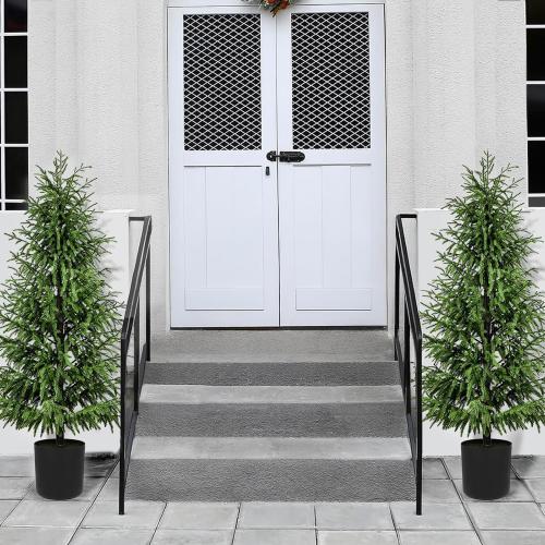 Norfolk Pine Christmas Tree Real Touch Faux Holiday Tree with Pot, Realistic Indoor Outdoor Decoration for Entryway, Living Room, Office, Apartment (5FT- 2Pack)