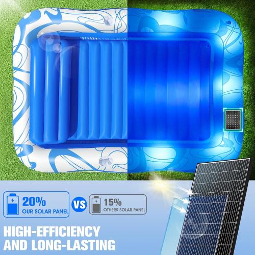 Inflatable Tanning Pool Lounger with Lights,81x 60 Large Tanning Floats for Adults, Swirls Pool Lounger Float,Blow Up Tanning Water Bed with Cup&Phone Holder,Adults Tanning Pools for Backyard
