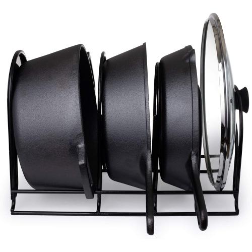 Cuisinel Heavy Duty Pots and Pans Organizer - Extra Large 5-Tier Rack - Holds Cast Iron Skillets, Dutch Oven - Durable Construction - Space Saving Kitchen Storage - No Assembly Required - Black 15.4
