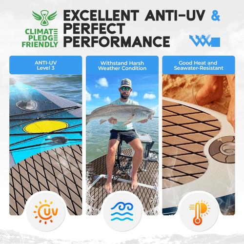 FOCEAN Boat Flooring EVA Foam Boat Decking Self-Adhesive Marine Mat for Motorboats Jon Boats Kayak Bass Boat Garden Floor