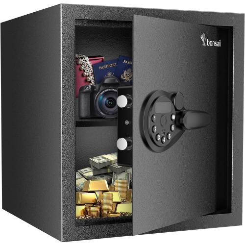 Size 12.99x14.17 Bonsaii Security Safe Box,1.2 Cubic Feet Large Document Safe Box,New Type of Digital Keypad Lock,Removable Shelf for Money,Jewelry and Valuables,12.99 x 14.17 x 12.99 Inches