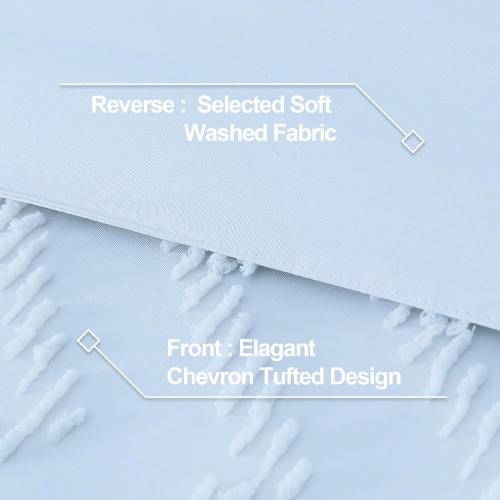 Andency Light Blue Comforter Set Full Size, Boho Soft Warm Tufted Neutral Bedding Comforter Sets for Full Bed, Aesthetic Chevron Cute Bohemian Textured Bedding Set