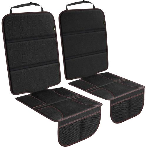 Black and Red Universal Fit PIDO Car Seat Protector for Child Car Seat, 2 Pack Carseat Protectors with Thick Padding and Non-Slip Backing, Protective Cover Mat for Vehicle Leather Upholstery (Black/Red)