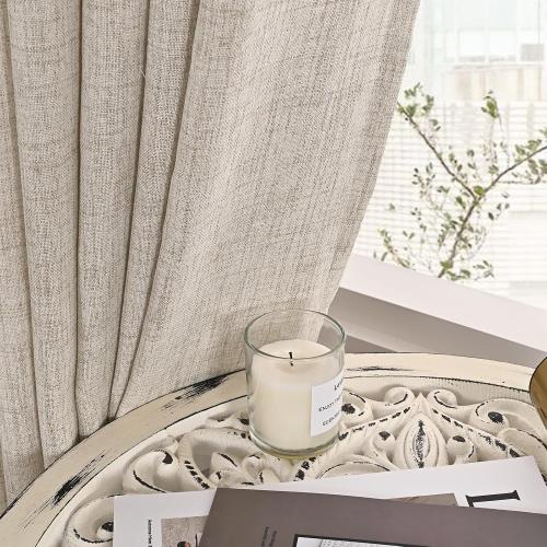 YoungsTex Linen Semi Sheer Curtains 72 Inch Length, Light Filtering Drapes