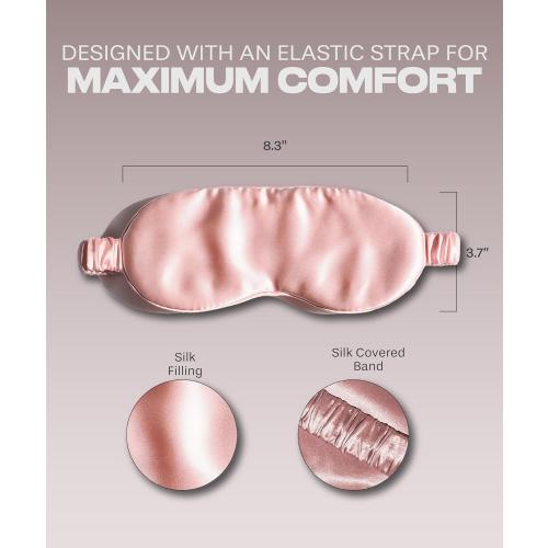 Color Pink SUNDAYSILKS™ Exclusive Mulberry Silk Sleep Mask | Soft Eye Covers, Blackout Sleeping Mask for Women & Men | Silk Eye Mask for Sleep, Travel, and Relaxation | Antifaz para Dormir [Pink Quartz]