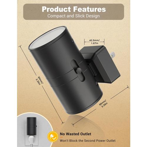 Night Lights Plug into Wall, Dimmable Night Light Plug in, Modern Night Lights with Dusk to Dawn Light Sensor, Soft White 3000K, 0-100LM Adjustable Brightness Nightlight for Hallway Bedroom, 2 Pack