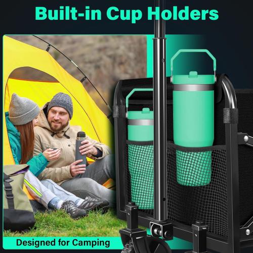 Collapsible Wagon Cart with Wheels Foldable: 360LBS Heavy Duty Folding Utility Wagon - Portable All Terrain Grocery Wagon Cart for Groceries Shopping Outdoor Camping Fishing Sports