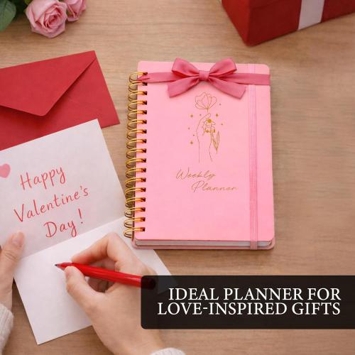 Undated Weekly Planner – Minimalist Daily Planner Notebook for Work, Home & Daily Writing | Simple Matte Planner for Goals, Appointments, Notes & Productivity, Elegant Cardstock Pages, Pink