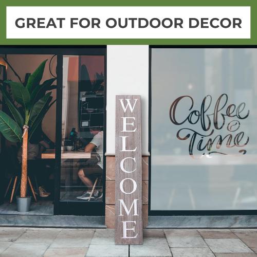 ALBEN Premium Extra Large Welcome Sign for Front Door Porch – 5 Feet Tall (58 x 11) Standing Vertical Wooden Sign, Indoor Home Decor Wall Decorations (Gray)