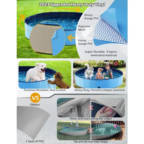 Jasonwell Foldable Dog Pet Bath Pool Collapsible Dog Pet Pool Bathing Tub Kiddie Pool Doggie Wading Pool for Puppy Small Medium Large Dogs Cats and Kids 71 Blue