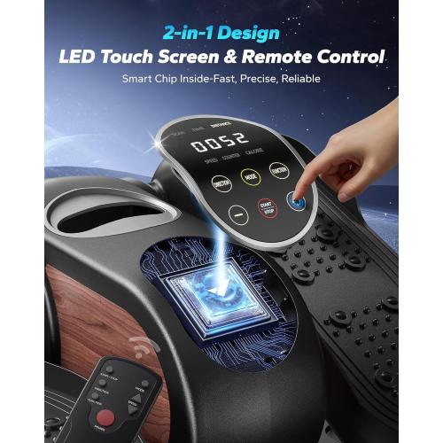 MERACH Under Desk Elliptical Machine, Leg Exerciser While Sitting for Seniors with 12-Speeds & Remote Control, Quiet Portable Electric Seated Pedal Exerciser Machine for Home Office