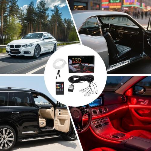 Car Atmosphere Lights - 5m 6m LED Fiber Optic Strip | Rubber APP Wireless Car Light | RGB Interior Decorative Strip for Trailer, Truck, Sedan, Pickup for Night Drives, Party, Decoration
