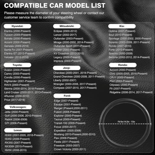 【2025 Model】 Breathable Soft Leather Car Steering Wheel Cover for Men Women, Non-Slip, Comfortable,Universal 15 inches Steering Wheels, Black