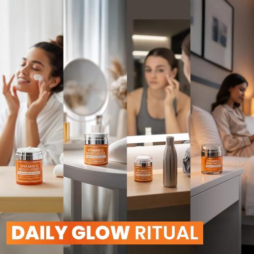 Vitamin C Moisturizer for Face - Vitamin C Cream for Face - Brightening & Anti Aging Cream for Women with Ferulic Acid & Peptides - Evens Skin Tone, Reduces Dark Spots & Fine Lines - All Skin Types