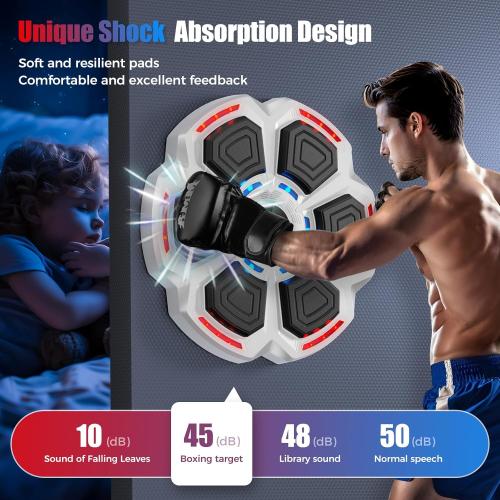 Music Boxing Machine for Adults,Bluetooth Smart Boxing Training Machine,Wall Target Punching Workout for Kids,Reflex Training Suitable for Home,Office,Gym,Fun Fitness Equipment(Hoar)
