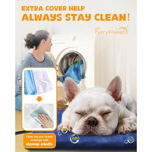 Blue Size Medium Upgrade Dog Cat Heating Pad with 2 Covers&840D Storage Bag,Adjustable Temperature Electric Pet Heating Pad with Timer,Waterproof Heated Bed Mat with Chew-Proof Cord,M