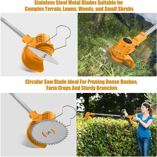 String Trimmer Cordless - 21V Battery Powered Weed Wacker, 2 X 2.0Ah Battery and a Charger, Grass Trimmer, Brush Cutter and Edger Lawn for Garden/Yard