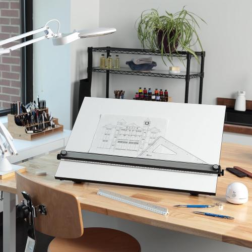 Acurit Multi-Angled 20”x26” PXB Drawing Board for Artists and Designers - Portable Tabletop Workspace, Drawing, Sketching, Drafting, Painting - Portable Laminated Surface w/Ruler & Parallel Motion Bar